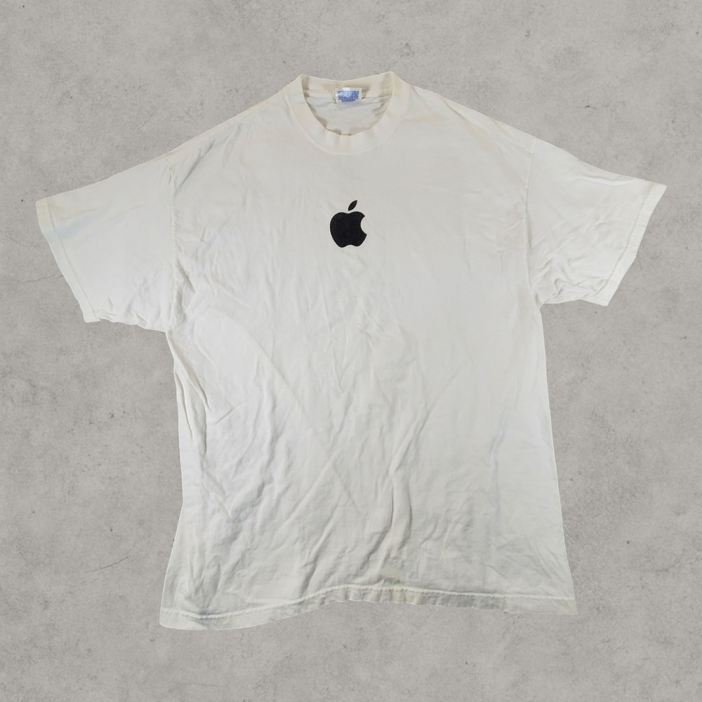 Vintage Apple Shirt Mens XL White Hanes Beefy-T 90s Tech Promo Logo Graphic Tee